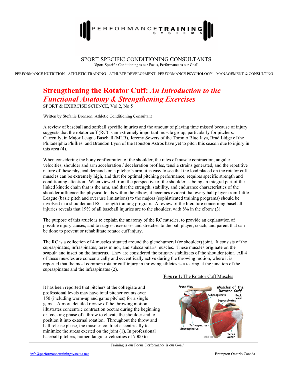 Strengthening the Rotator Cuff: an Introduction to the Functional Anatomy & Strengthening Exercises SPORT & EXERCISE SCIENCE, Vol.2, No.5