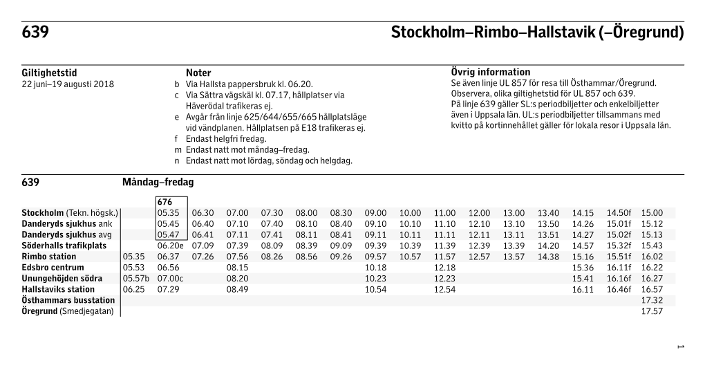 639 Stockholm–Rimbo–Hallstavik (–Öregrund)