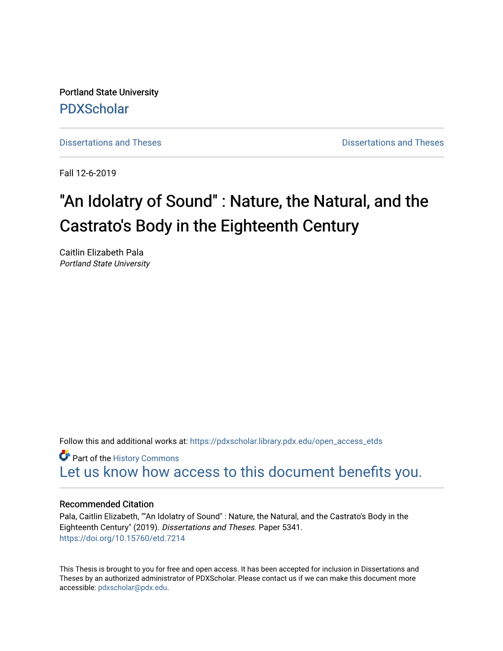 Nature, the Natural, and the Castrato's Body in the Eighteenth Century