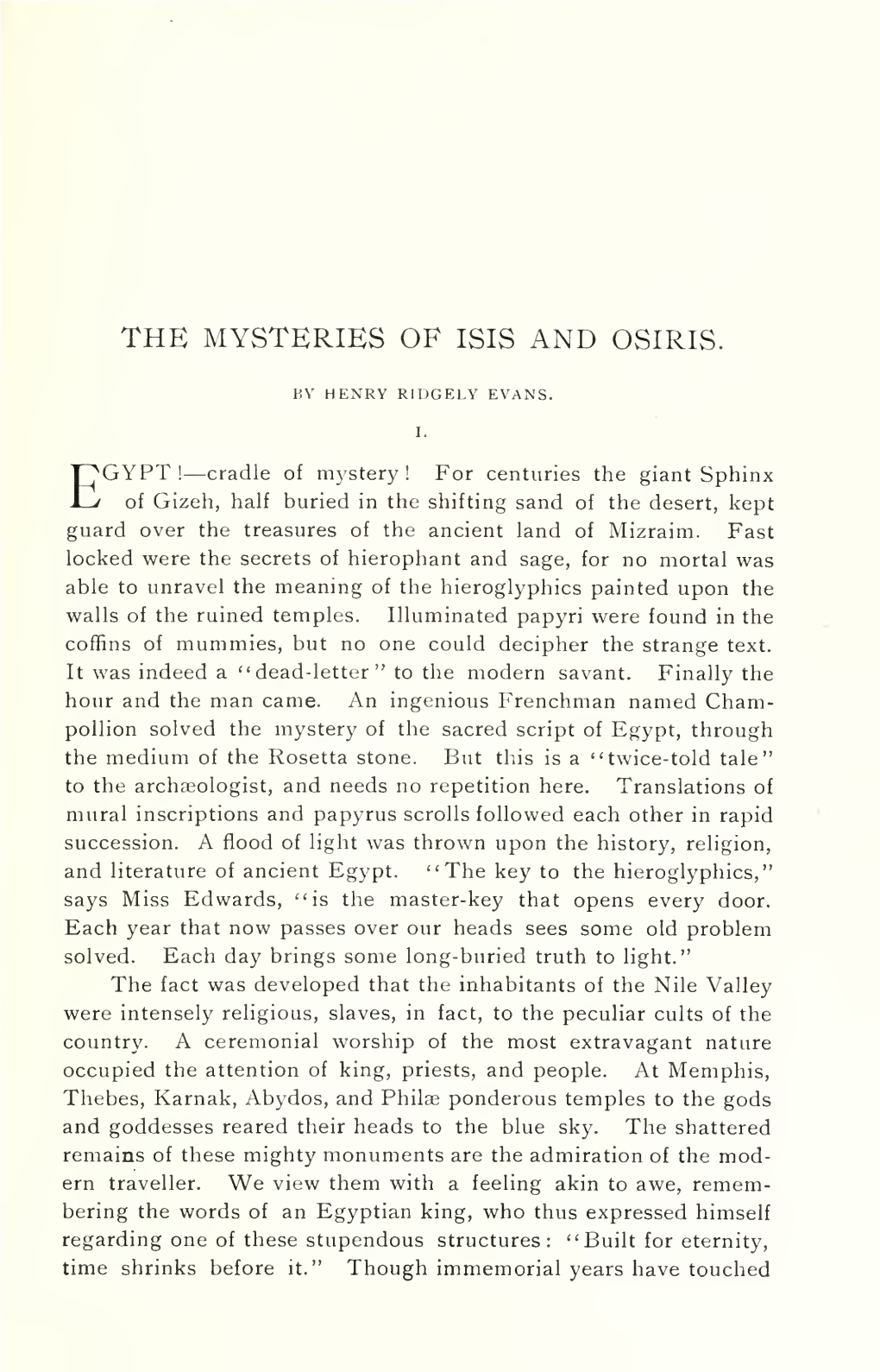 The Mysteries of Isis and Osiris