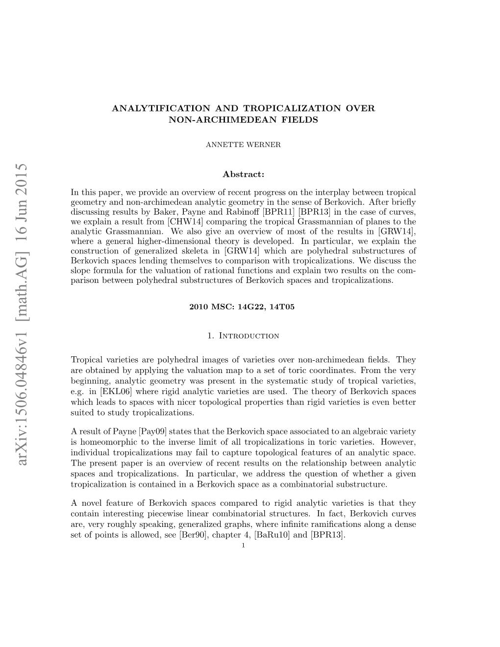 Analytification and Tropicalization Over Non-Archimedean Fields