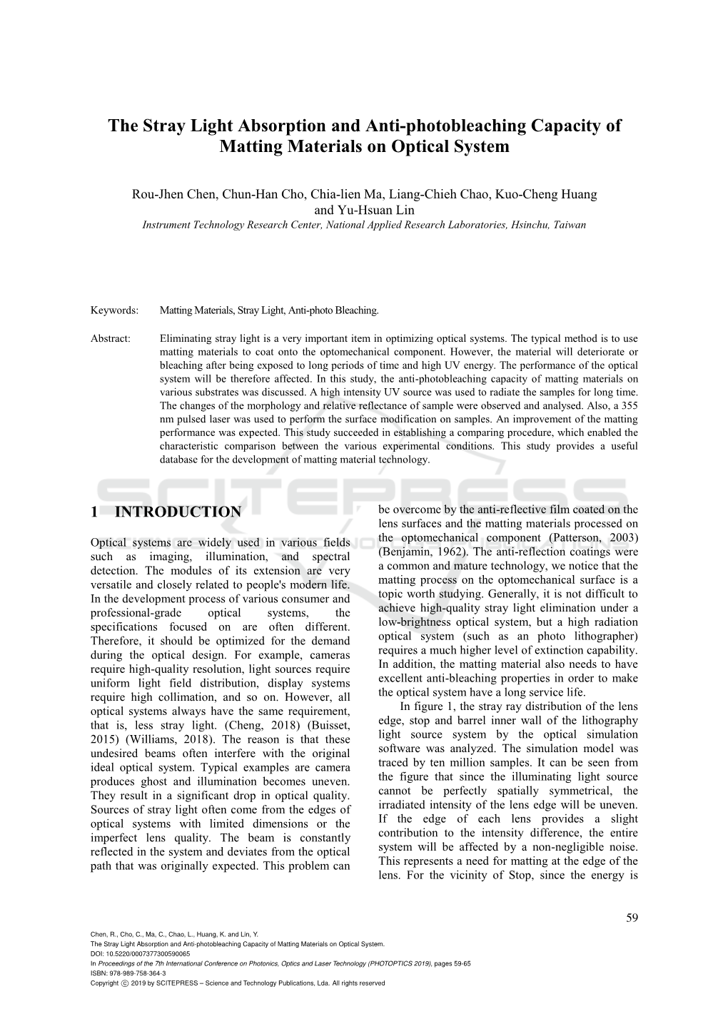 The Stray Light Absorption and Anti-Photobleaching Capacity of Matting Materials on Optical System