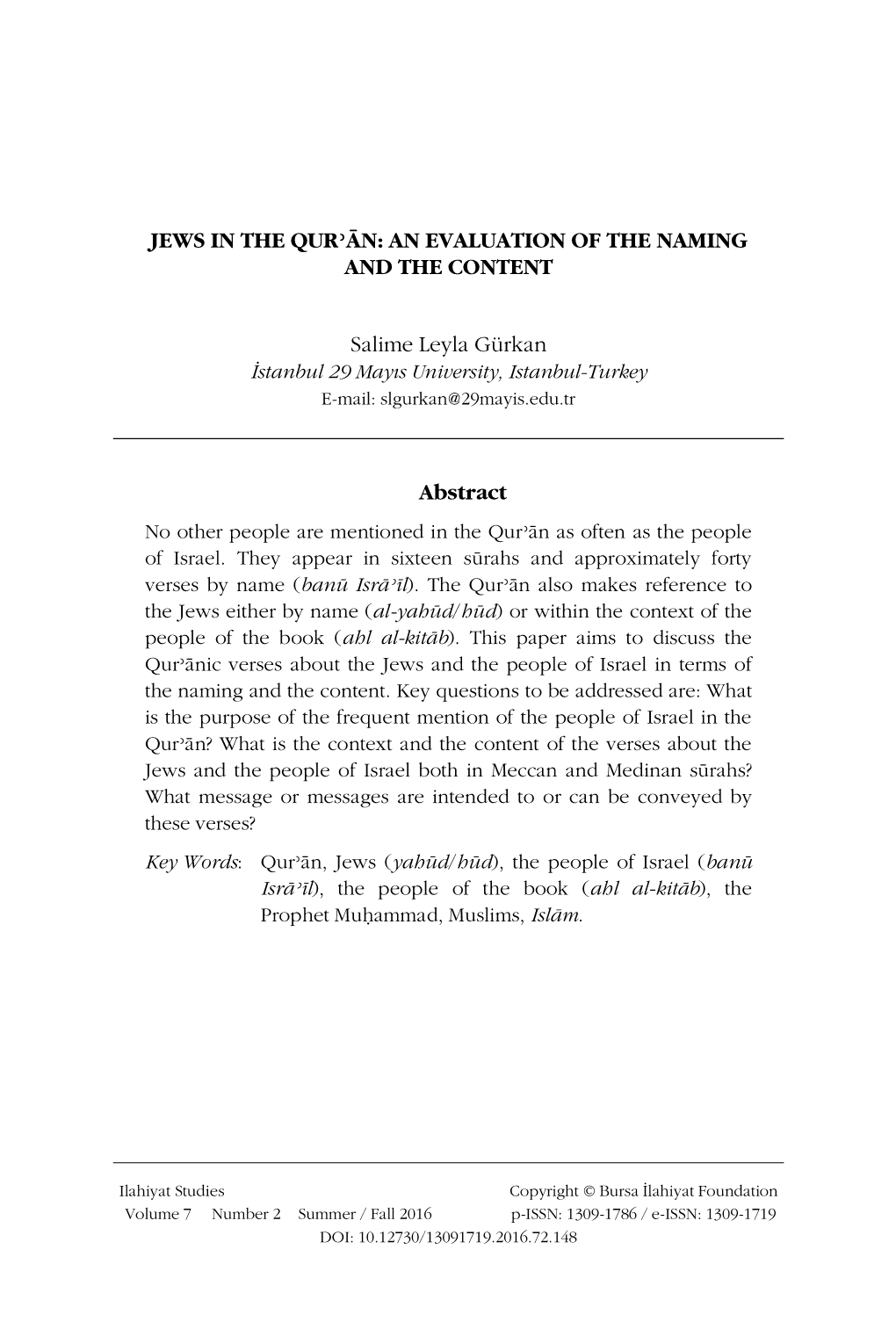 Jews in the Qurʾān: an Evaluation of the Naming and the Content