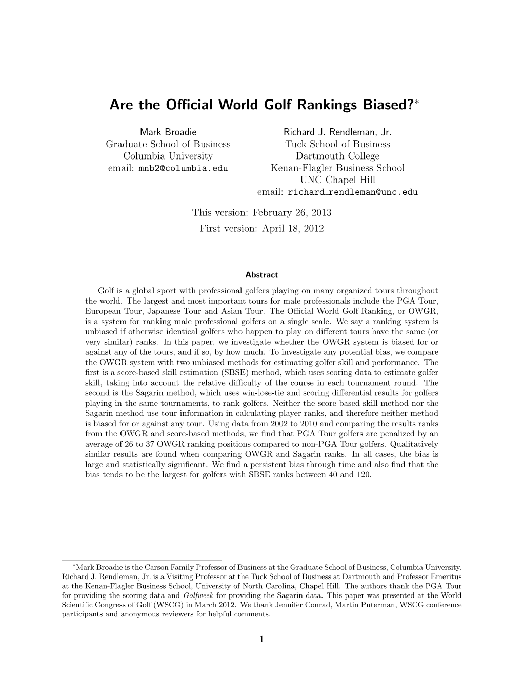 Are the Official World Golf Rankings Biased?