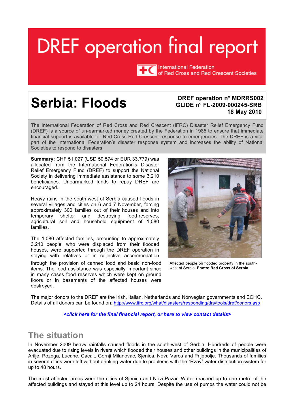 Serbia: Floods GLIDE N° FL-2009-000245-SRB 18 May 2010