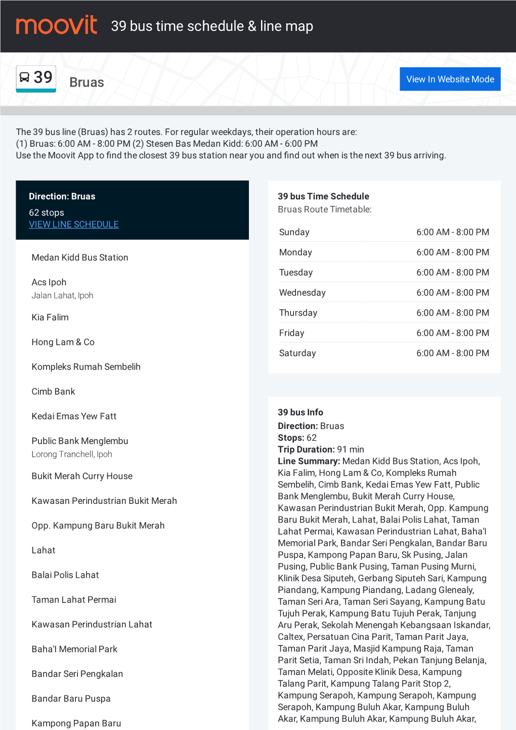 39 Bus Time Schedule & Line Route