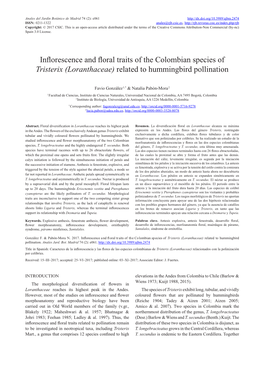 Inflorescence and Floral Traits of the Colombian Species of Tristerix (Loranthaceae) Related to Hummingbird Pollination