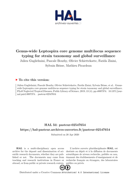 Genus-Wide Leptospira Core Genome Multilocus Sequence