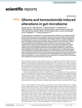 Glioma and Temozolomide Induced Alterations in Gut Microbiome