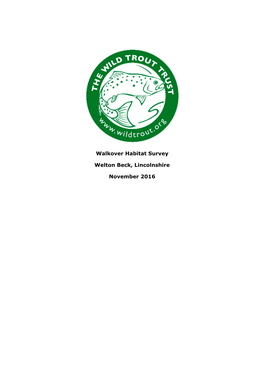 Walkover Habitat Survey Welton Beck, Lincolnshire November 2016