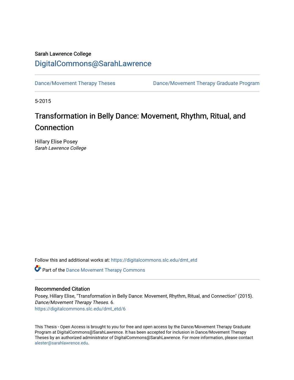 Transformation in Belly Dance: Movement, Rhythm, Ritual, and Connection