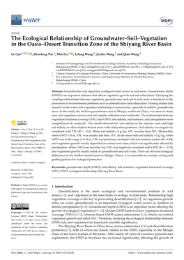 The Ecological Relationship of Groundwater–Soil–Vegetation in the Oasis–Desert Transition Zone of the Shiyang River Basin