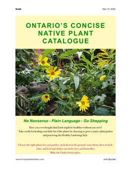 Ontario's Concise Native Plant Catalogue
