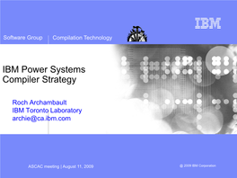 IBM Power Systems Compiler Strategy