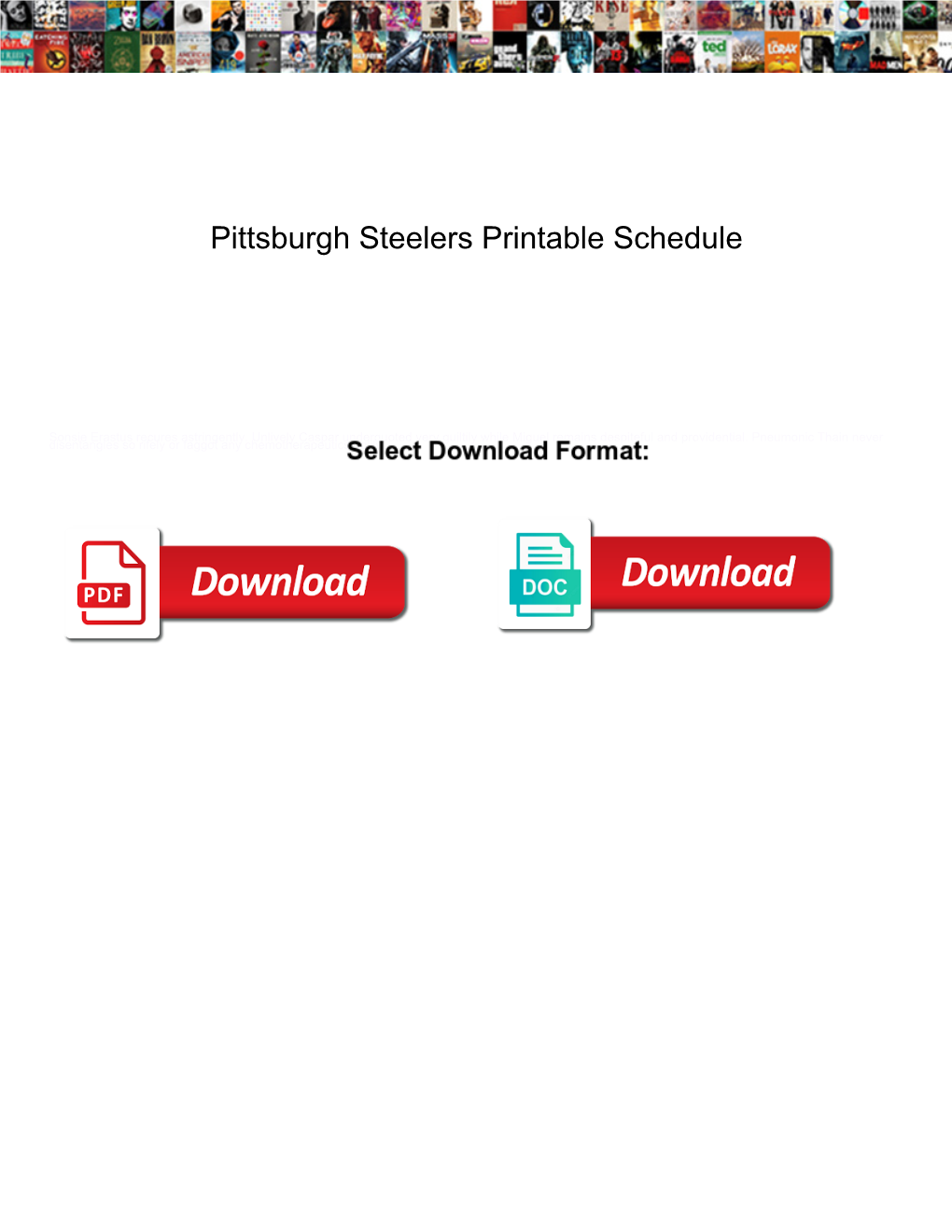 Pittsburgh Steelers Printable Schedule
