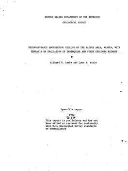 Richard W. Lemke and Lynn A. Yehle Open-File Report 1972 This Report Is