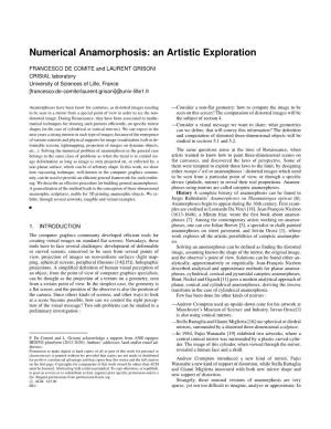 Numerical Anamorphosis: an Artistic Exploration