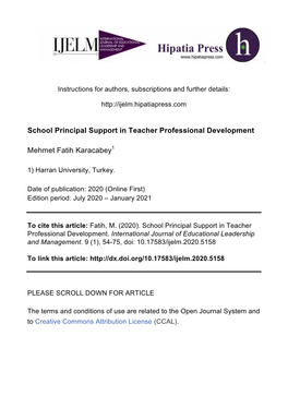 School Principal Support in Teacher Professional Development