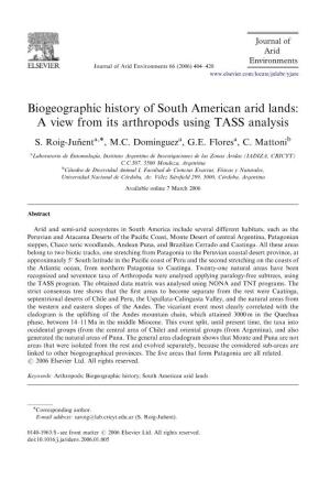 Biogeographic History of South American Arid Lands: a View from Its Arthropods Using TASS Analysis