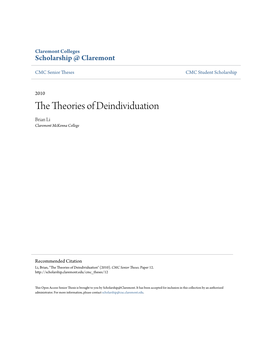 The Theories of Deindividuation Brian Li Claremont Mckenna College