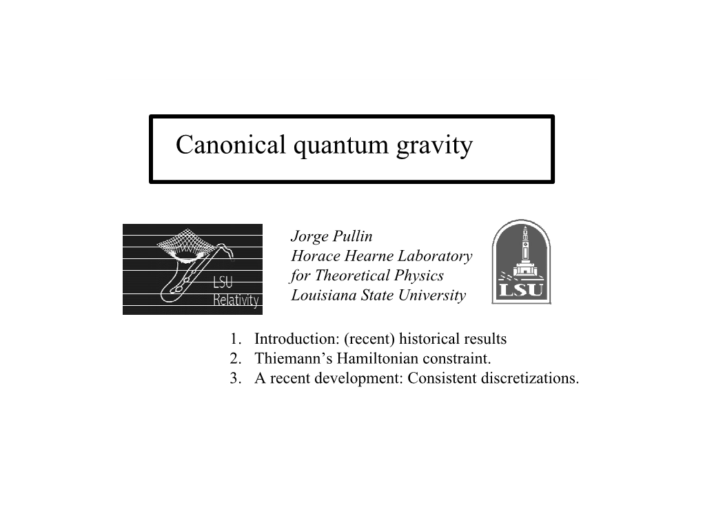 Canonical Quantum Gravity