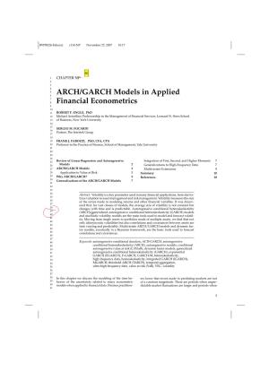ARCH/GARCH Models in Applied Financial Econometrics