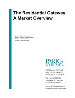 The Residential Gateway: a Market Overview