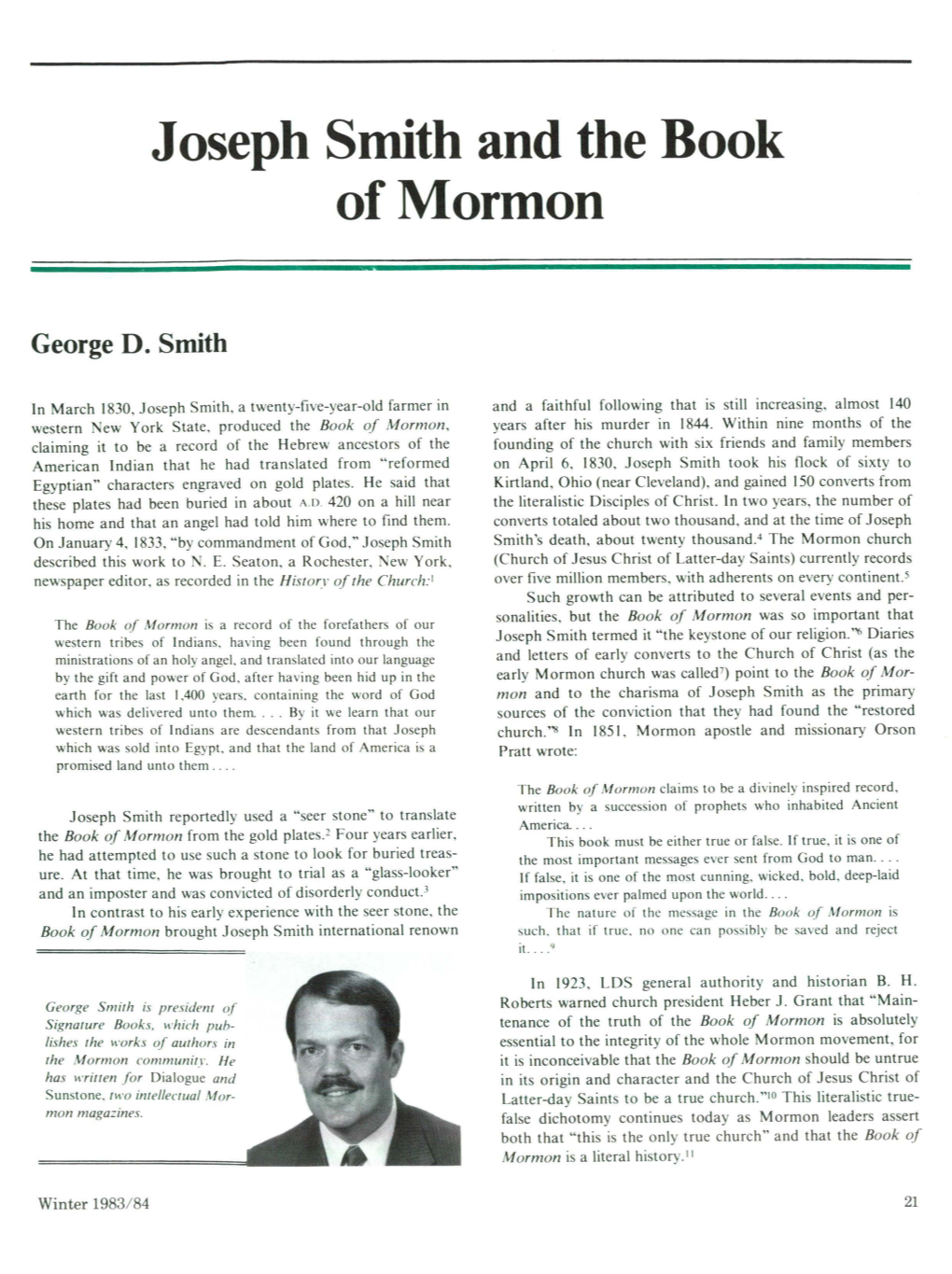 Joseph Smith and the Book of Mormon