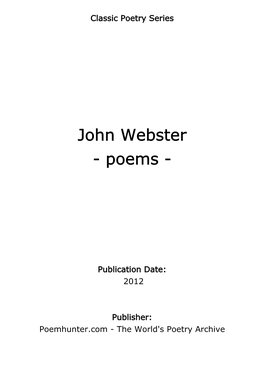 John Webster - Poems