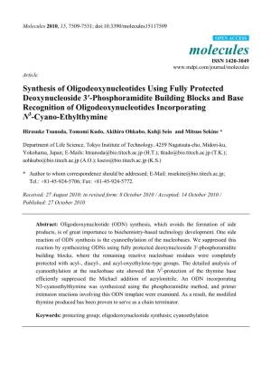 Synthesis of Oligodeoxynucleotides Using Fully Protected