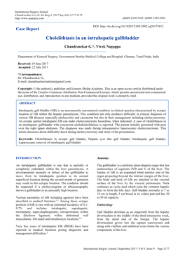 Cholelithiasis in an Intrahepatic Gallbladder