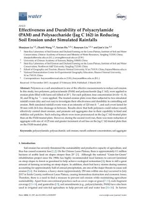 Effectiveness and Durability of Polyacrylamide (PAM) and Polysaccharide (Jag C 162) in Reducing Soil Erosion Under Simulated Rainfalls
