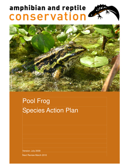 Pool Frog Species Action Plan