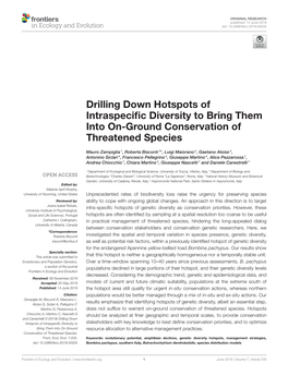 Drilling Down Hotspots of Intraspecific Diversity to Bring Them Into On