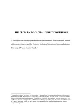 The Problem of Capital Flight from Russia