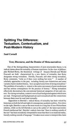 Textualism, Contextualism, and Post-Modern History