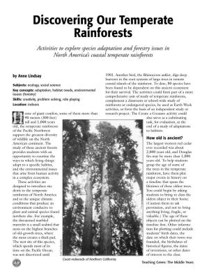 Discovering Our Temperate Rainforests Activities to Explore Species Adaptation and Forestry Issues in North America’S Coastal Temperate Rainforests