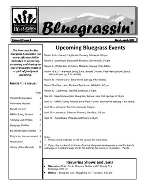 Upcoming Bluegrass Events