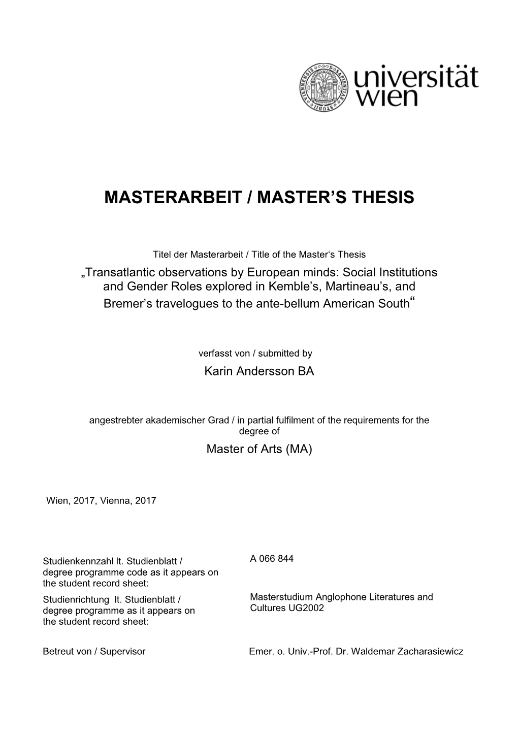 Masterarbeit / Master's Thesis