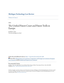 The Unified Patent Court and Patent Trolls in Europe, 25 Mich