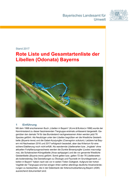 Rote Liste Und Gesamtartenliste Der Libellen (Odonata) Bayerns