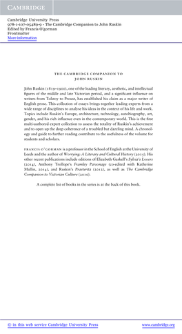 The Cambridge Companion to John Ruskin Edited by Francis O’Gorman Frontmatter More Information