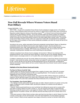New Poll Reveals Where Women Voters Stand Post-Hillary