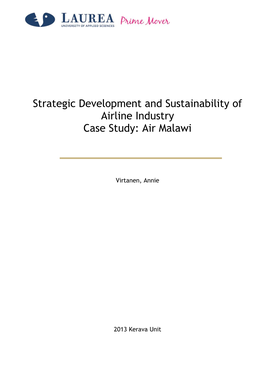 Strategic Development and Sustainability of Airline Industry Case Study: Air Malawi