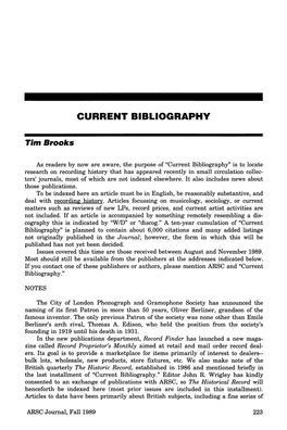 ARSC Journal, Fall 1989 223 Current Bibliography