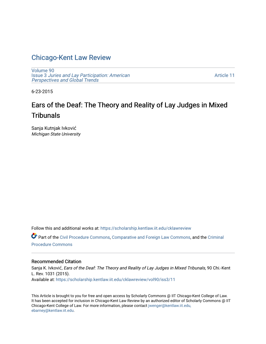 The Theory and Reality of Lay Judges in Mixed Tribunals