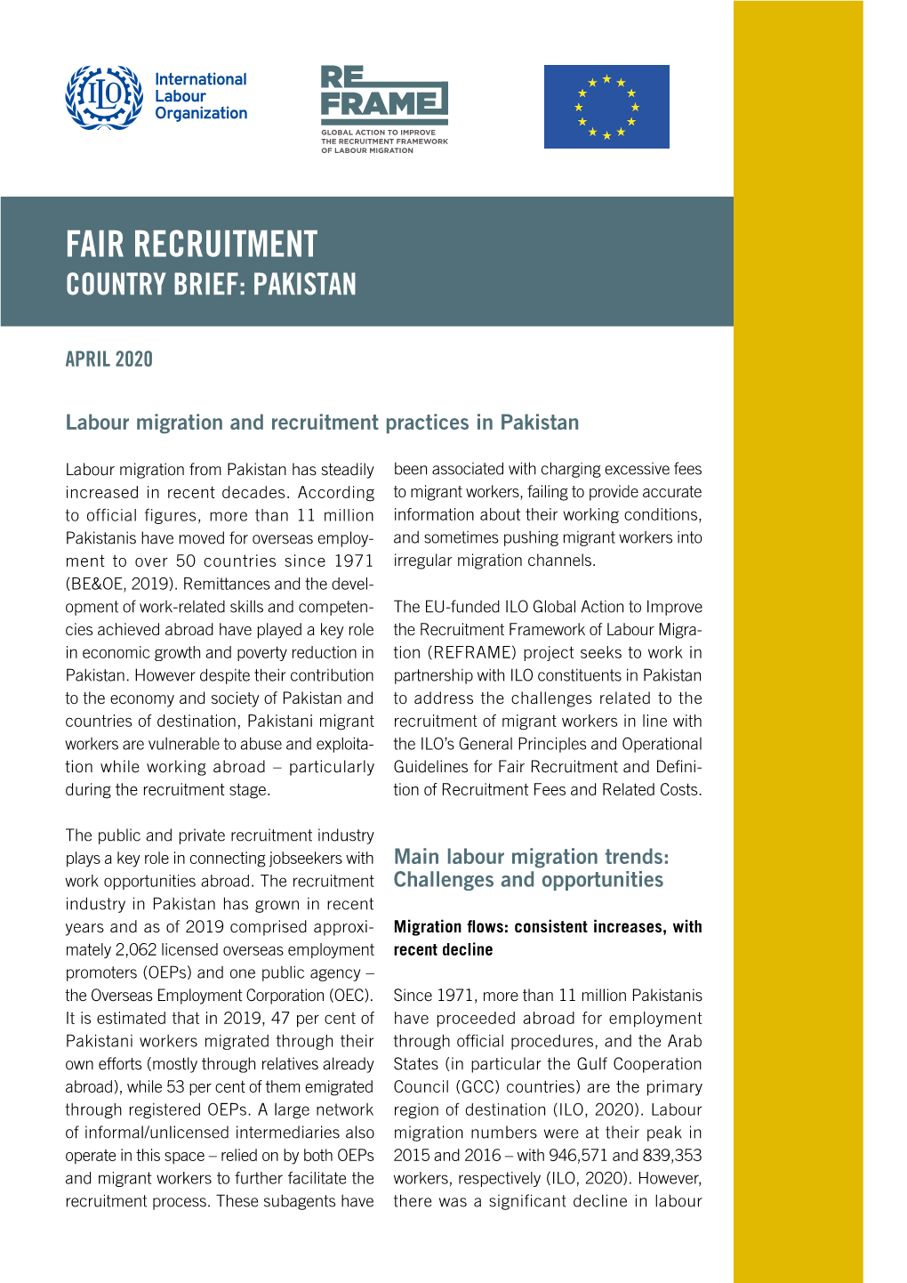 Fair Recruitment Country Brief: Pakistan