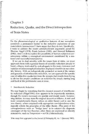 Chapter 3 Reduction, Qualia, and the Direct Introspection of Brain States