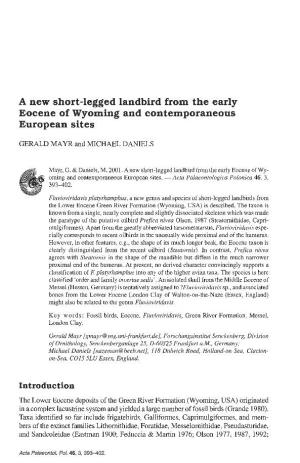 A New Short-Legged Landbird from the Early Eocene of Wyoming and Contemporaneous European Sites