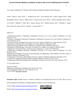 1 Title: Improved Radium-223 Therapy with Combination Epithelial